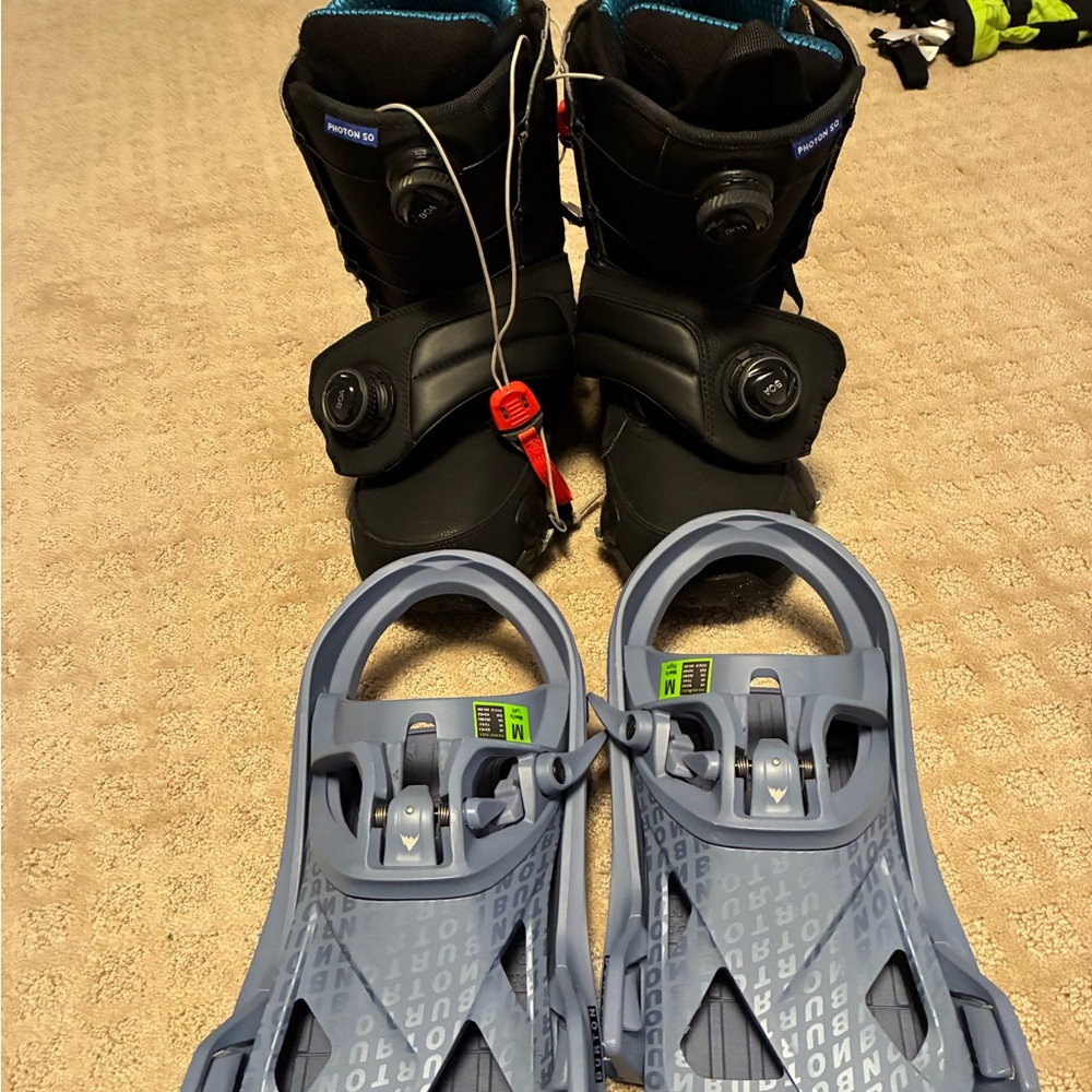 Burton Black and Blue Snowboard Boots with Bindings